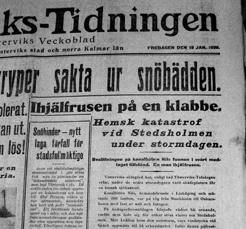 Västerviks-Tidningen den 18 januari 1929.